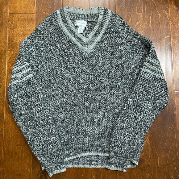 Anderson Little Vintage 90s Cable Knit Gray V-Neck Sweater Men's Size Large - Picture 4 of 8